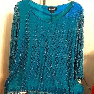 Frazzled XL Dark Blue Lace Front with L Medium Lace Sleeves